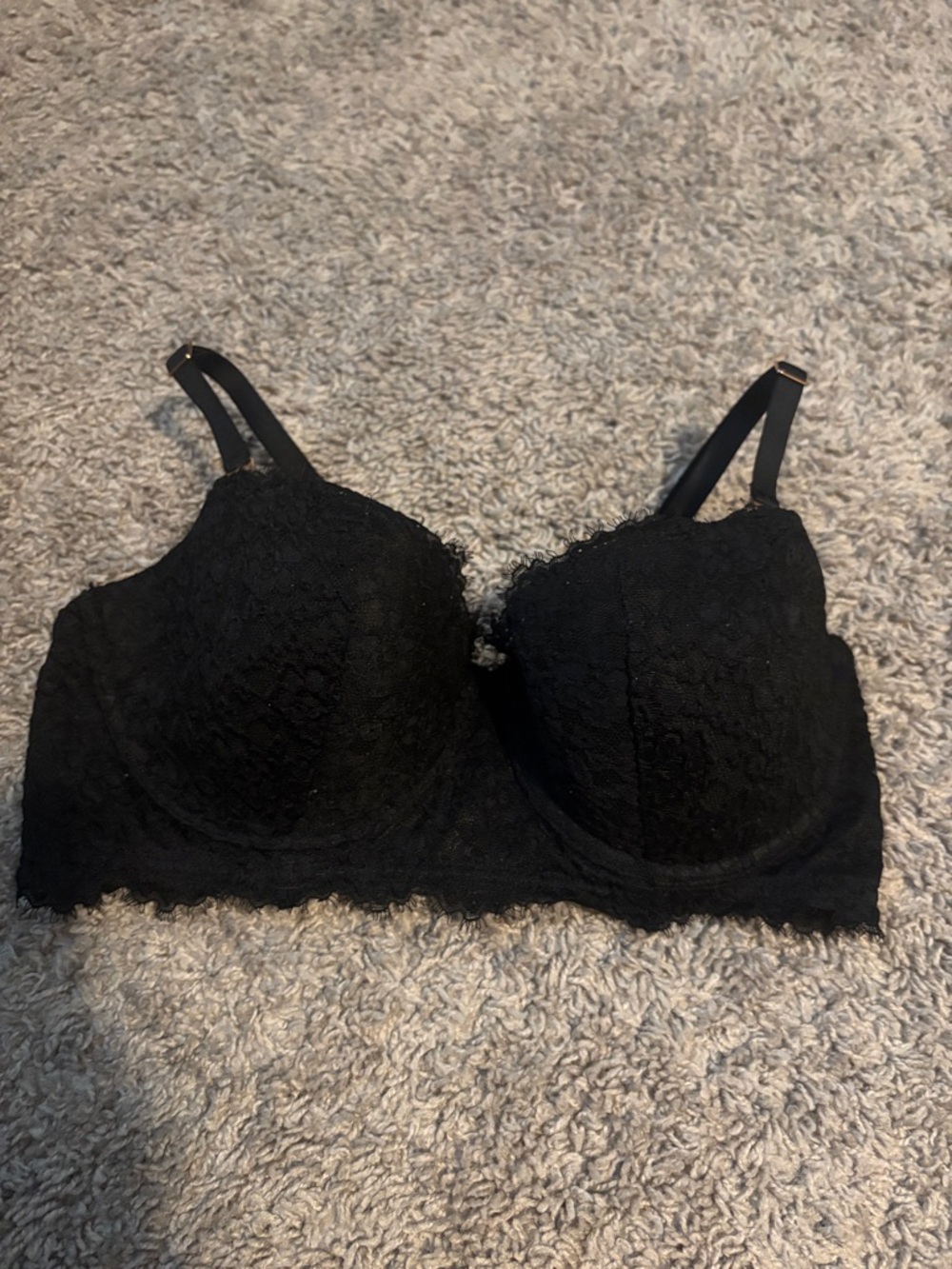 aerie Black Lace Longline Padded Bra with Adjustable Straps